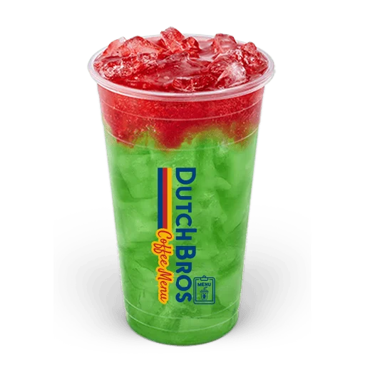 Seasonal Drinks 16 Dutch Bros Blue Lagoon Rebel w/ Strawberry Fruit